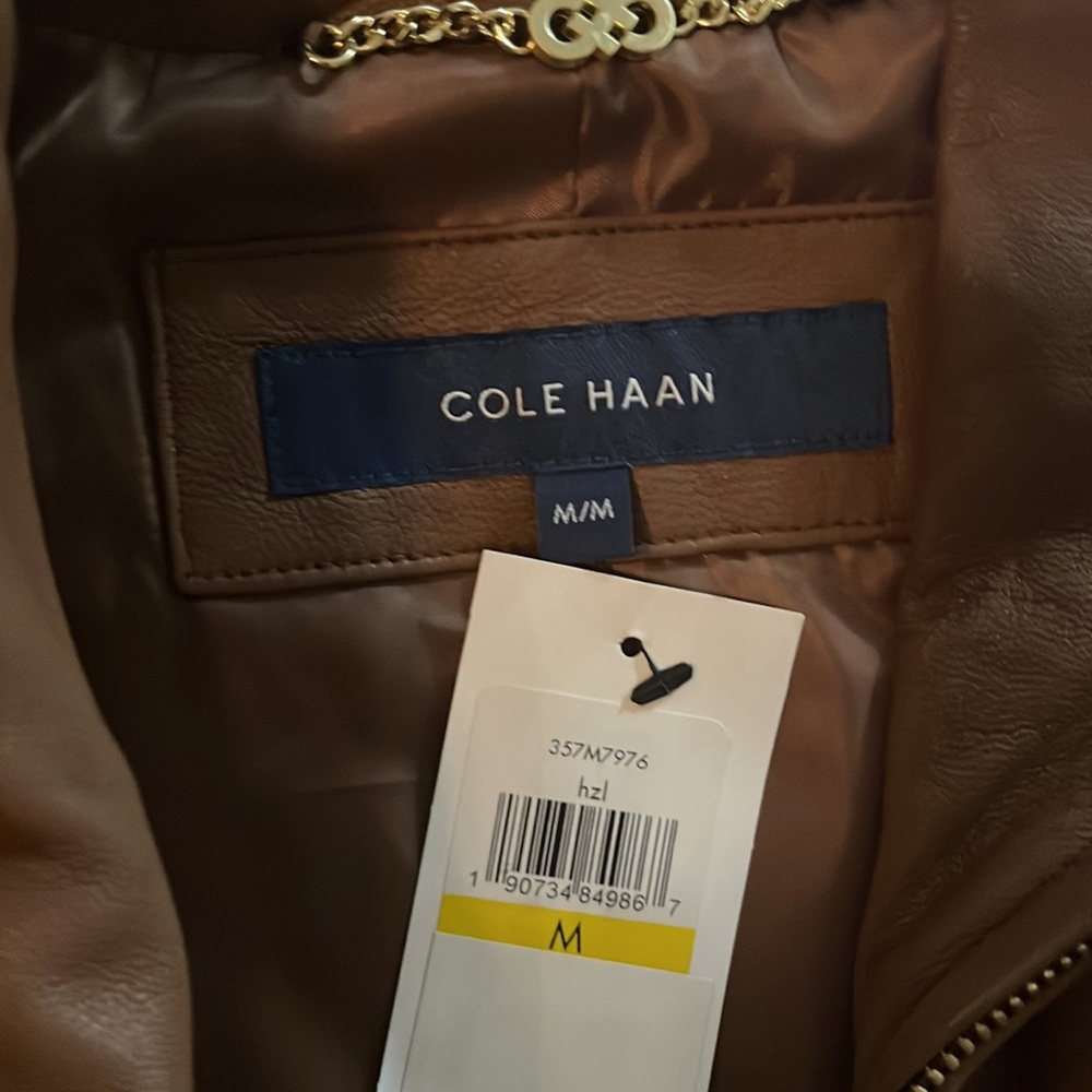 NWT Cole Haan Wing Collar Leather Jacket M - Picture 6 of 7
